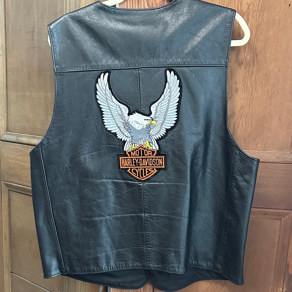 Vintage 90’s Men's Black Leather Harley-Davidson Vest Sz L